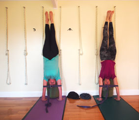 Learning Handstand at yoga using support